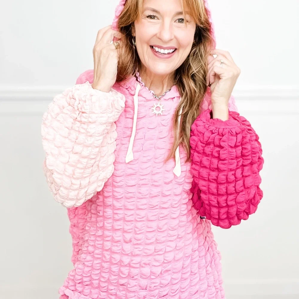 BiBi Colorful Bubble Woven Textured Hoodie - Picture 2 of 7